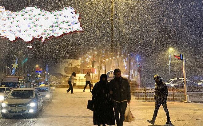 Lapa lapa kar yağdı, Erzurum beyaza büründü! Meteoroloji’den uyarı, yeni harita paylaşıldı